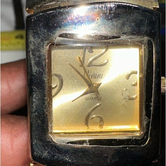 Vivani GoldTone Open Cuff Hinge Bracelet for Women - New Battery Added! - Picture 2 of 5